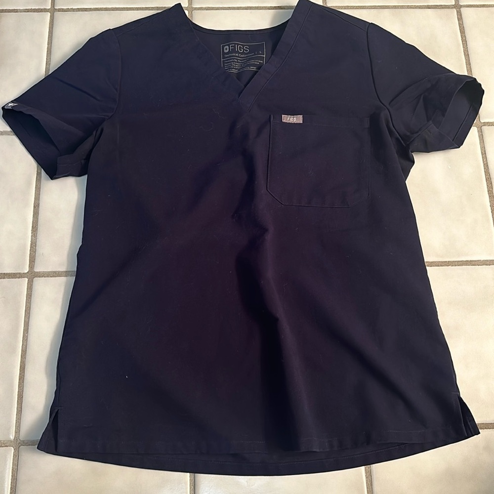 Navy blue figs, scrub top